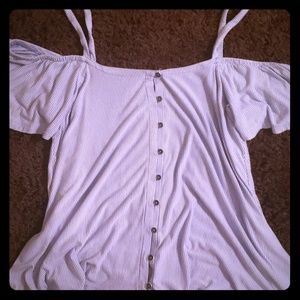 American Eagle striped cold shoulder top